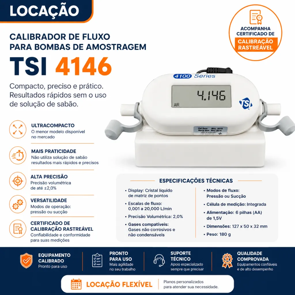 Calibrador de Vazão para Bomba de Amostragem Digital Portatil